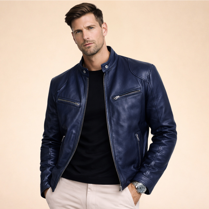 Giacca Uomo in Pelle Stile Elegante Slim Fit