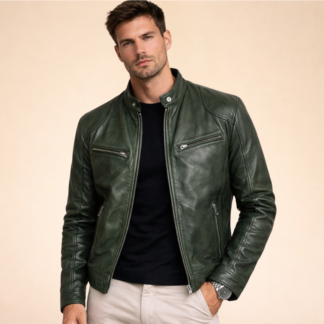 Giacca Uomo in Pelle Stile Elegante Slim Fit
