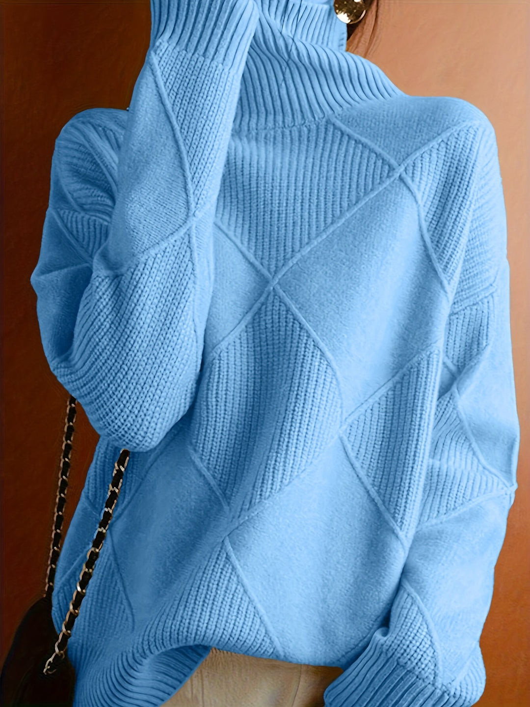 Maglione Donna Lavorato a Maglia Collo Alto