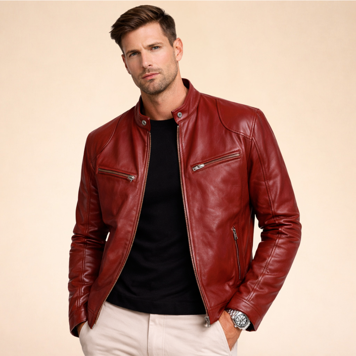 Giacca Uomo in Pelle Stile Elegante Slim Fit