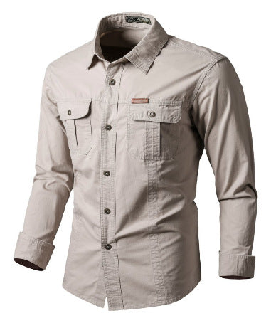 Camicia Cargo Uomo Maniche Lunghe Tessuto Resistente Vestibilità