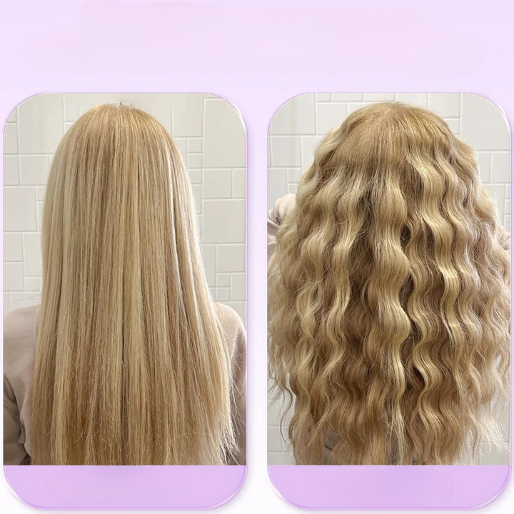 Capelli biondi lisci e mossi a confronto, prima e dopo l&