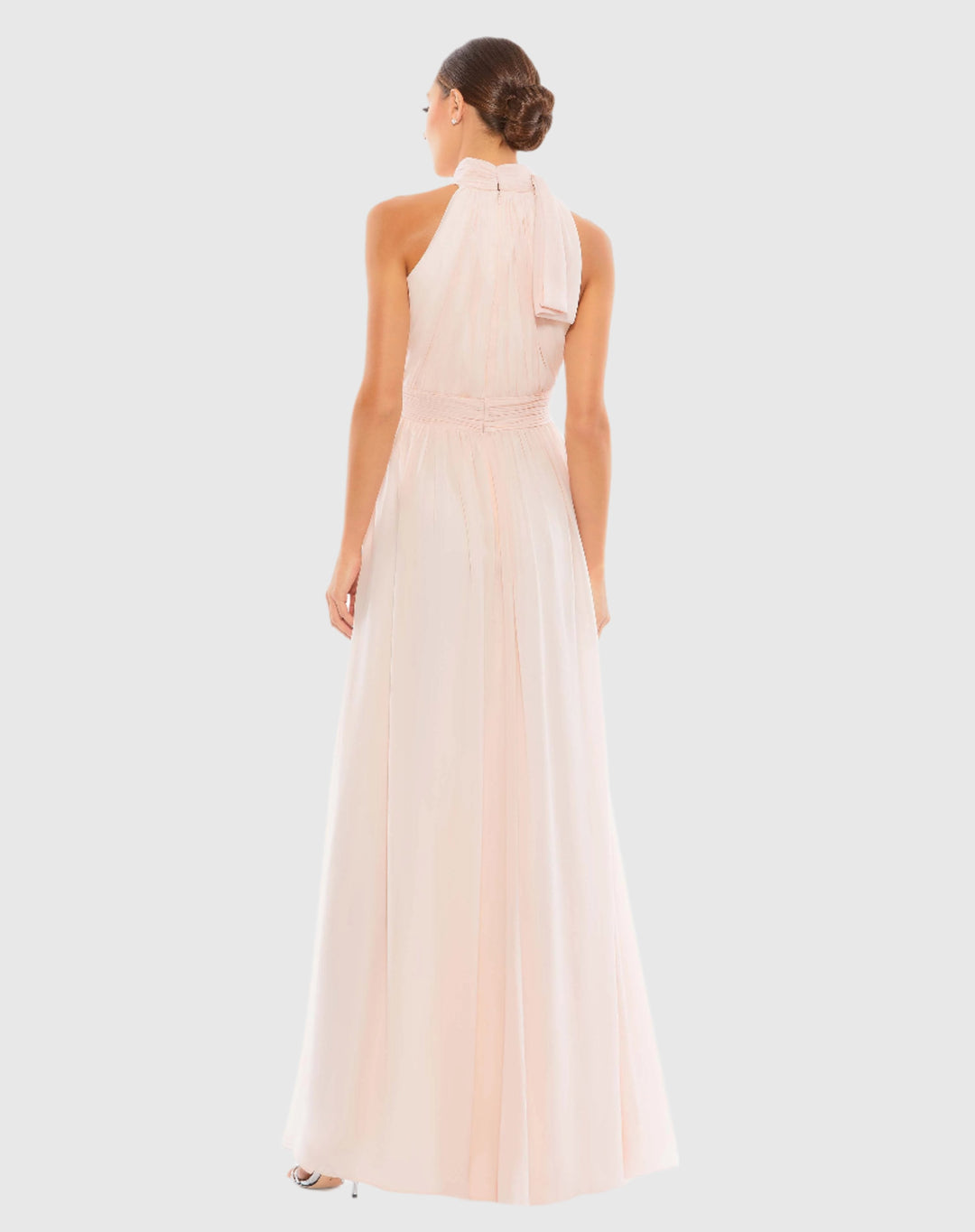 Abito Lungo Donna Chiffon Plissettato Collo Alto