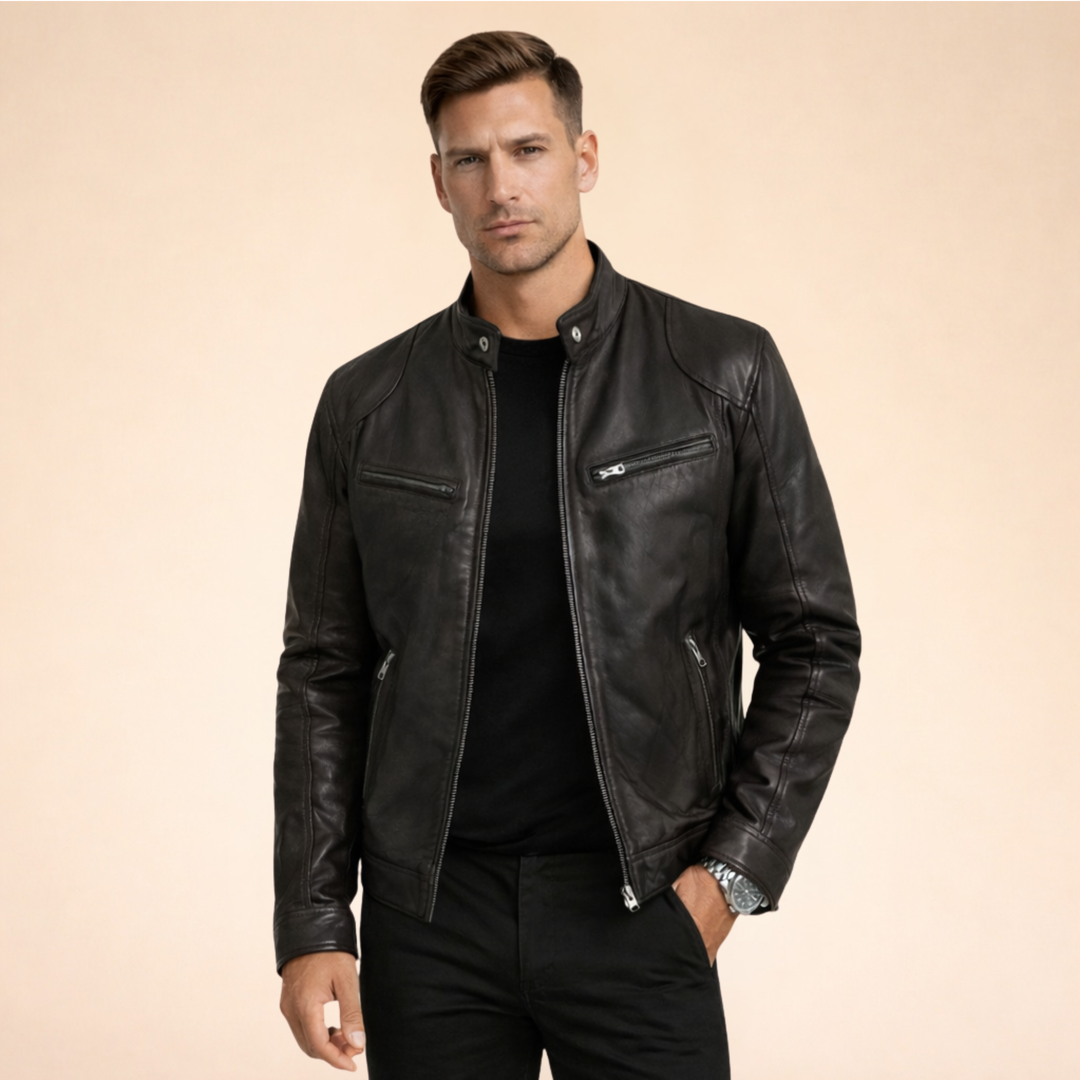 Giacca Uomo in Pelle Stile Elegante Slim Fit