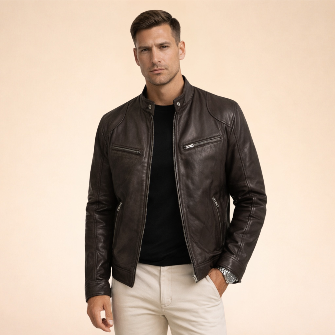 Giacca Uomo in Pelle Stile Elegante Slim Fit