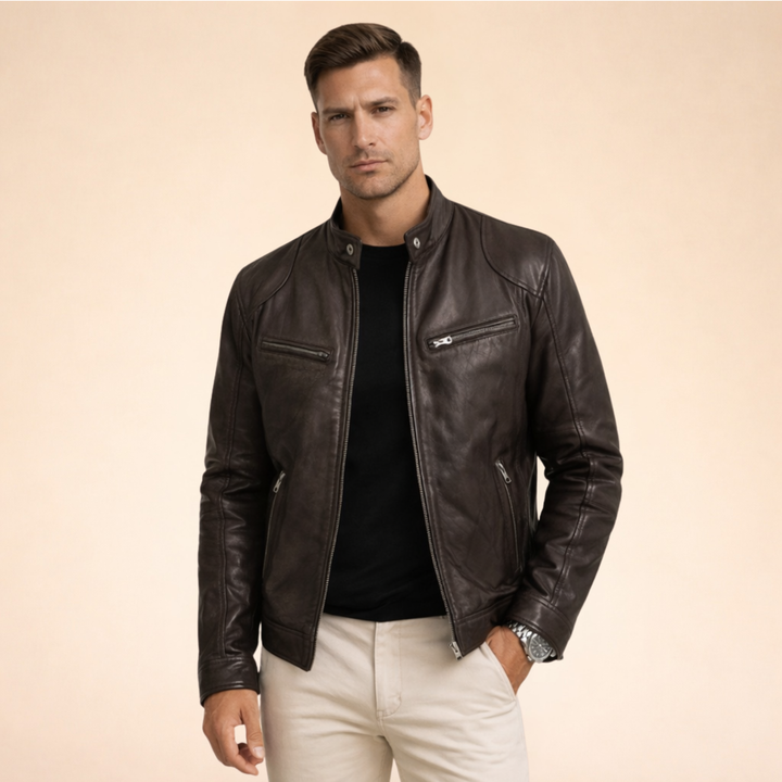 Giacca Uomo in Pelle Stile Elegante Slim Fit