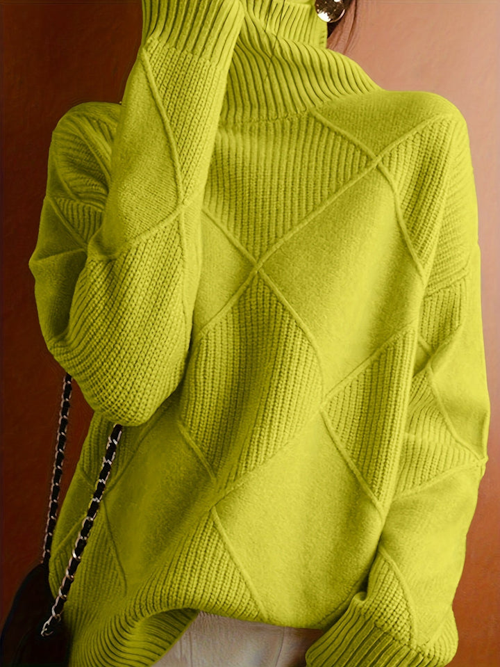 Maglione Donna Lavorato a Maglia Collo Alto