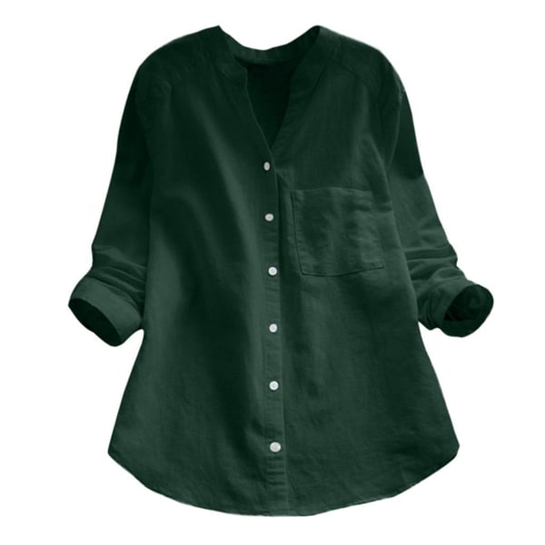 Camicia Donna Cotone Maniche Lunghe Scollo a V