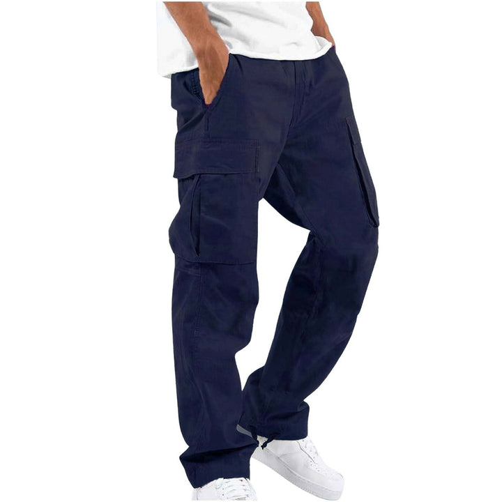 Pantaloni Cargo Uomo Misto Cotone Gamba Larga Vestibilità Rilassata
