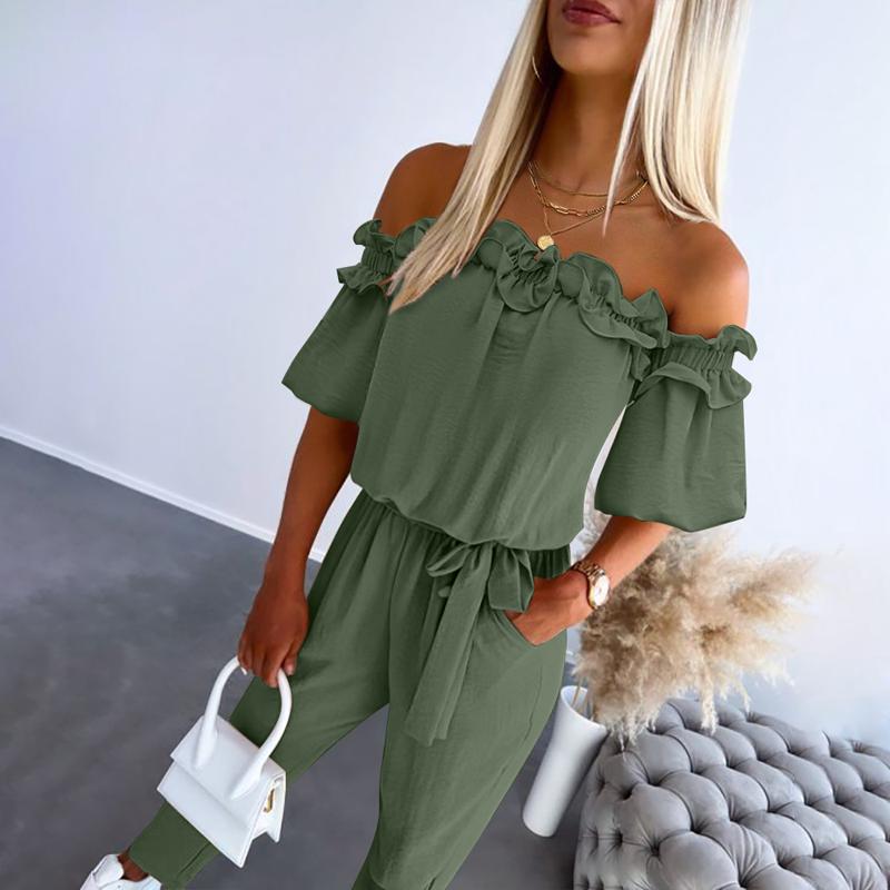 Tuta Donna Monospalla con Volant e Cintura in Vita Chic