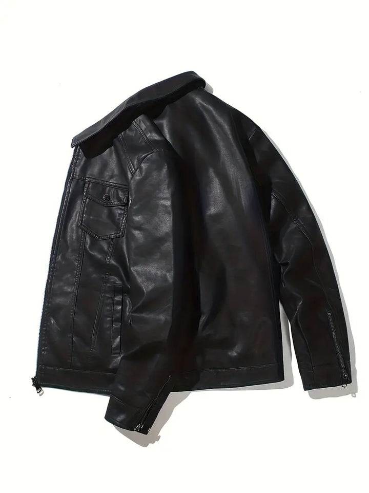 Giacca Moto Uomo con Zip Tasche Frontali Vestibilità Regolare