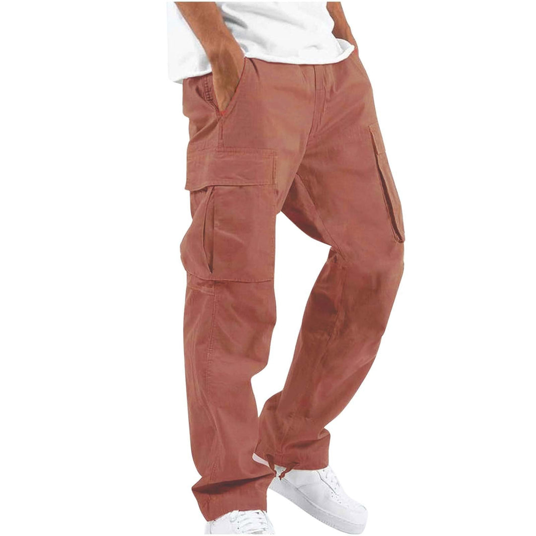 Pantaloni Cargo Uomo Misto Cotone Gamba Larga Vestibilità Rilassata