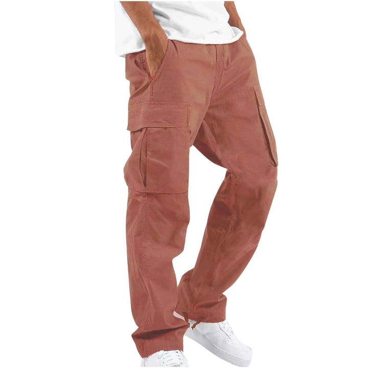 Pantaloni Cargo Uomo Misto Cotone Gamba Larga Vestibilità Rilassata