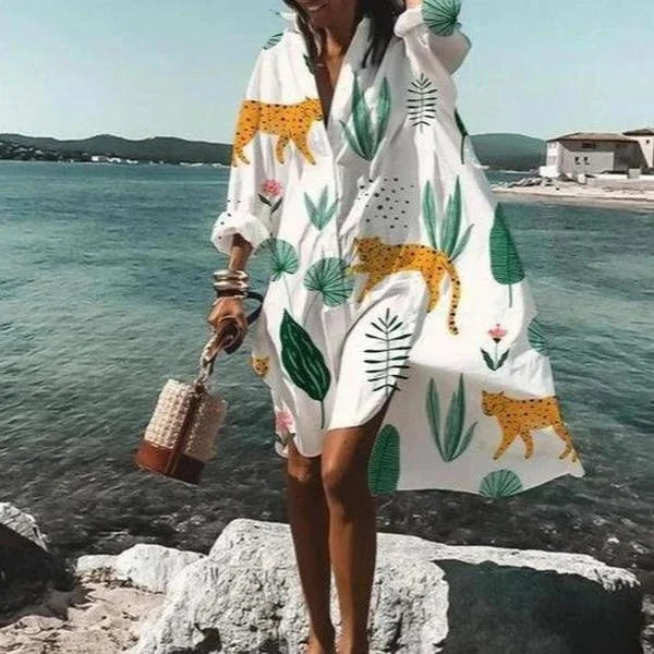 Abito Camicia Donna Fluido Vestibilità Comoda