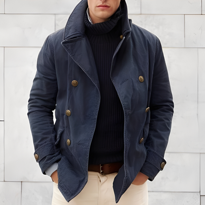 Cappotto Doppiopetto Uomo Antivento con Colletto a Dente Vintage - Vesarelli