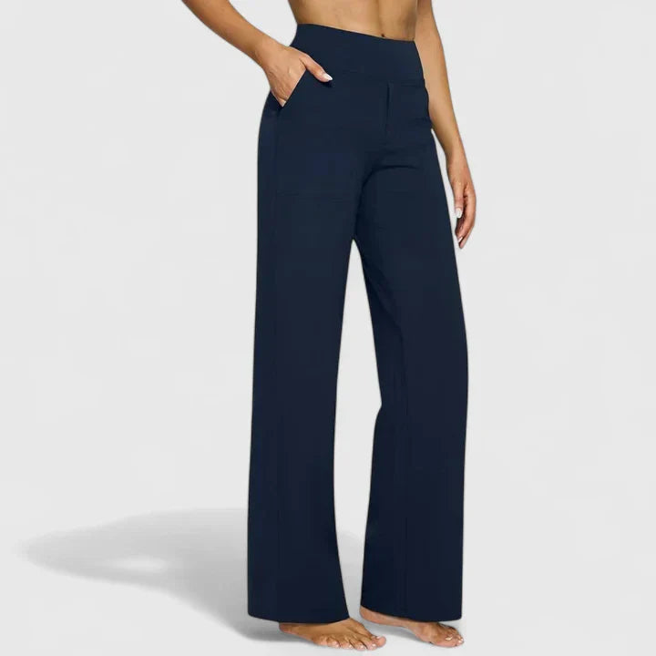Pantaloni Donna Vita Alta Cotone Vestibilità Comoda Dritti