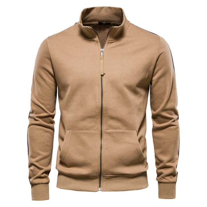 Felpa Uomo Casual Calda con Collo Alto Cerniera e Tasche