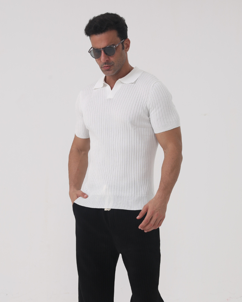 Polo Uomo Cotone Coste Vestibilità Comfort Essenziale