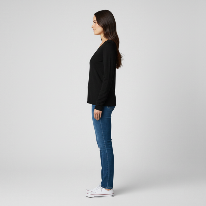 Donna Elegante Scollo a V Morbido