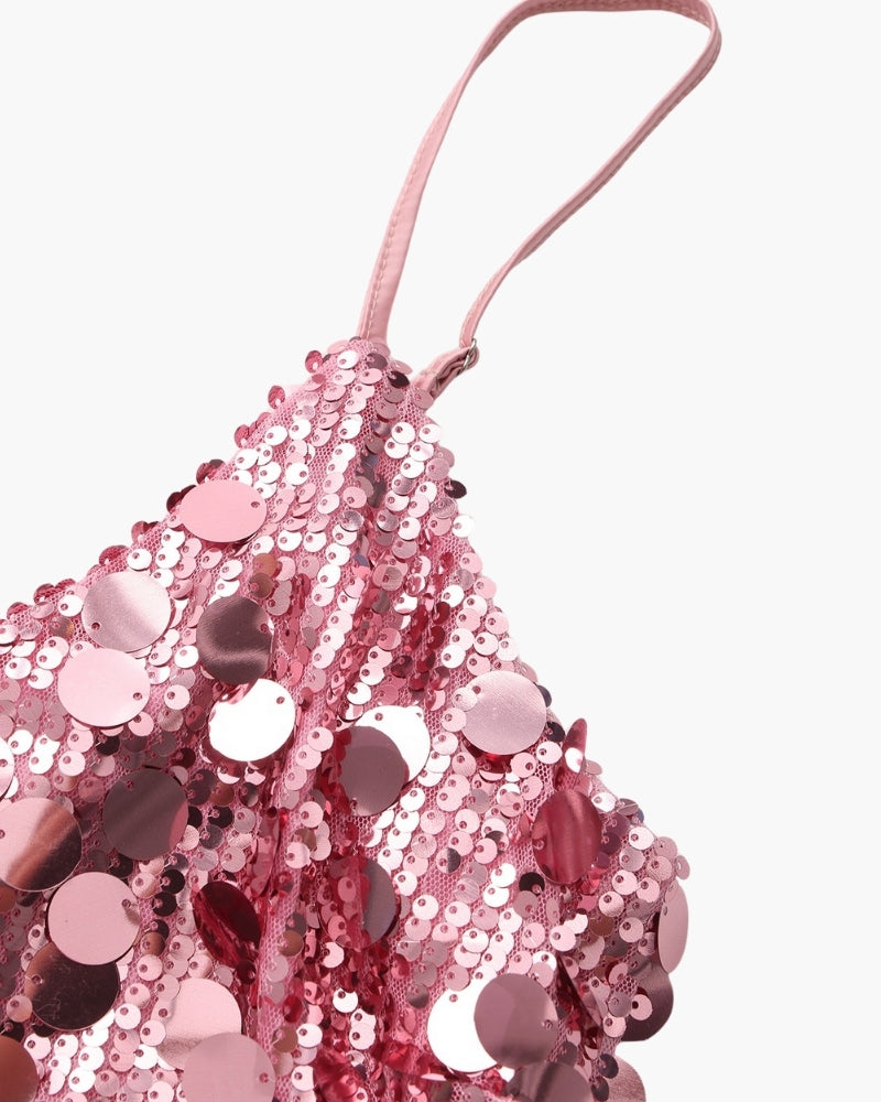 Abito Mini Donna in Paillettes Linea Slip Elegante