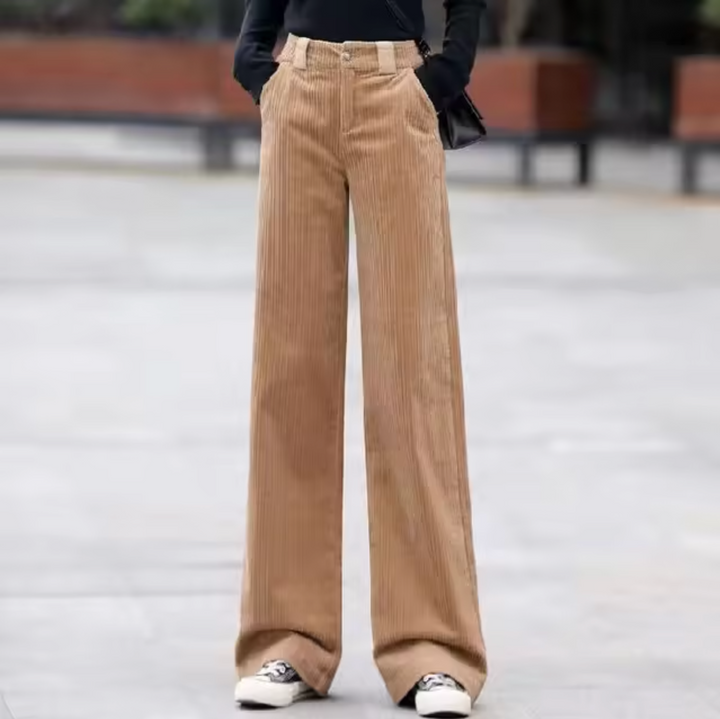Pantaloni Donna in Velluto a Coste Vita Alta Comfort Slim - Vesarelli