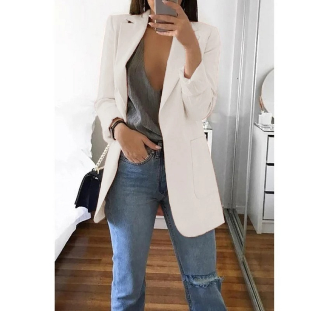 Blazer Lungo Donna Tessuto Elegante Classico