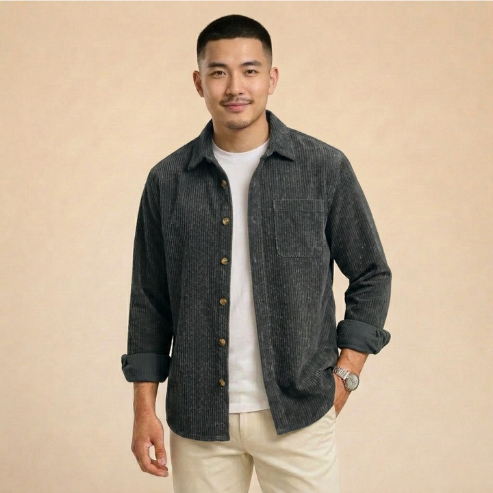 Camicia Uomo in Velluto Comoda Stile Casual