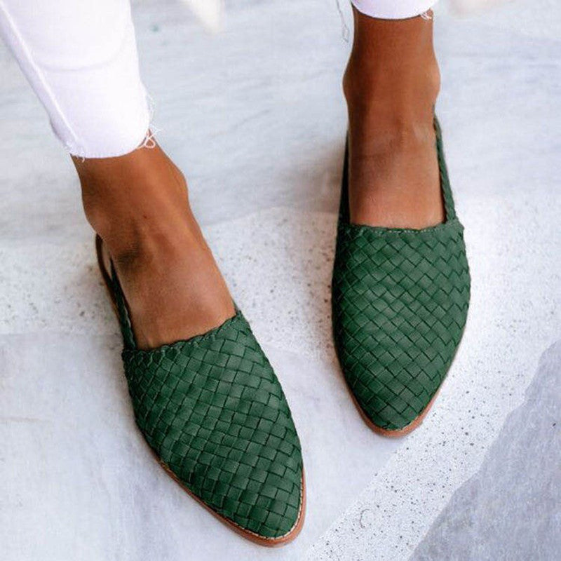 Sandali Donna Intrecciati in Pelle Cinturino Slingback Punta Chiusa