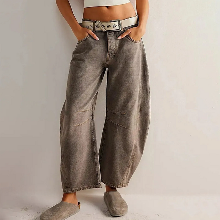 Jeans Donna Boyfriend Cotone Gamba Larga Stile Vintage - Vesarelli