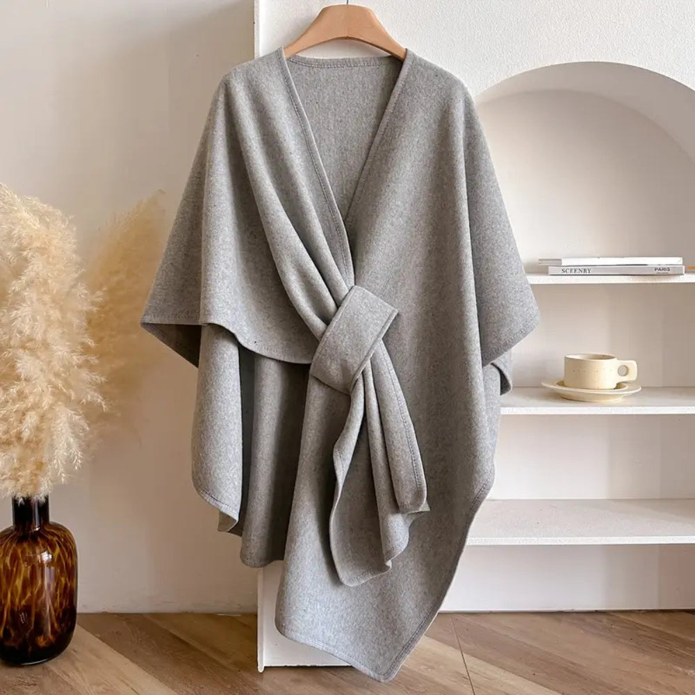 Cappotto Donna in Tessuto Antivento Mantella Oversize Manica Lunga