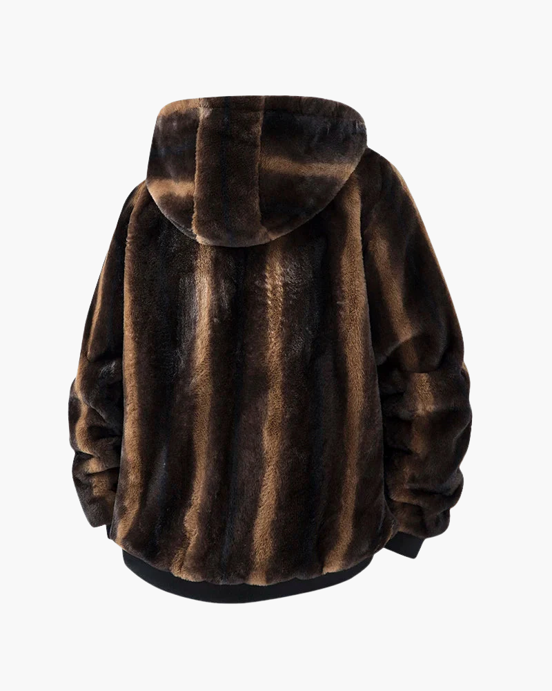 Giacca Donna in Pelliccia Sintetica con Cappuccio Comfort Invernale
