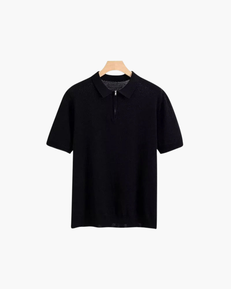 Polo Uomo Traspirante con Zip Vestibilità Comfort Stile Moderno
