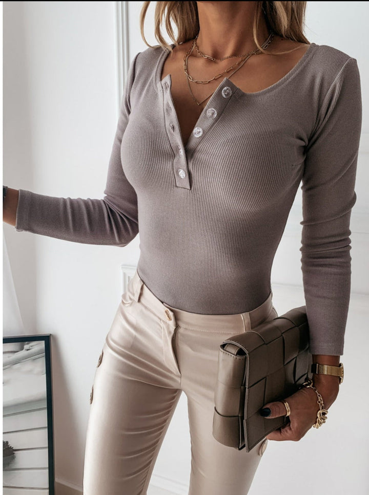 Henley Donna Tessuto Morbido Vestibilità Comoda