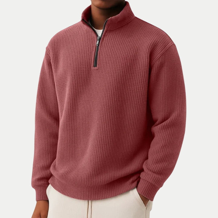 Maglione Uomo Maglia con Collo Zip Vestibilità Comfort