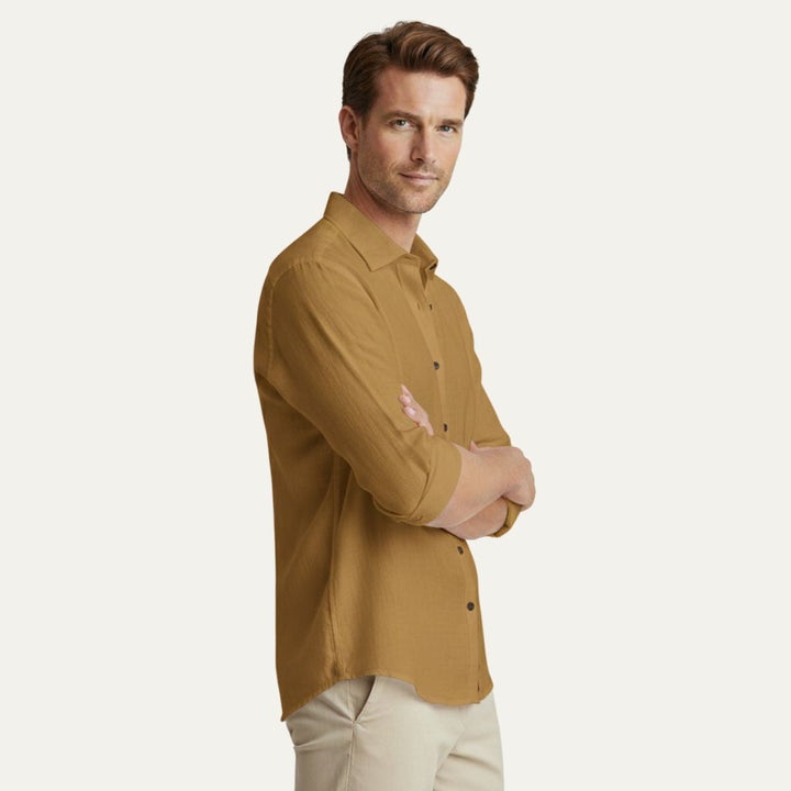 Camicia Uomo in Lino Manica Lunga Stile Vintage