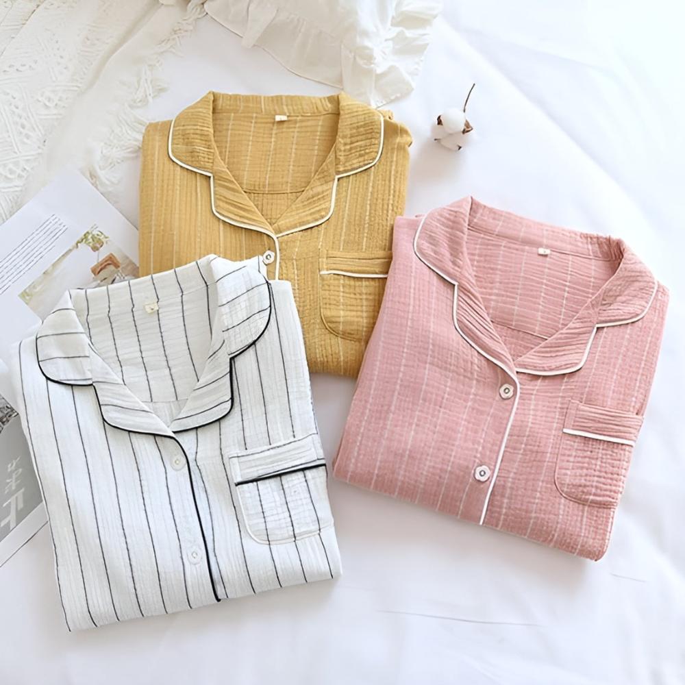 Pigiama Camicia Donna Maniche Lunghe Stile Classico