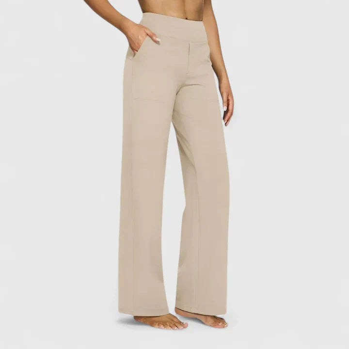 Pantaloni Donna Vita Alta Cotone Vestibilità Comoda Dritti - Vesarelli
