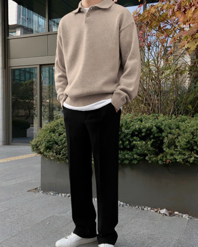 Maglione Uomo in Lana Mezza Zip Comfort Essenziale