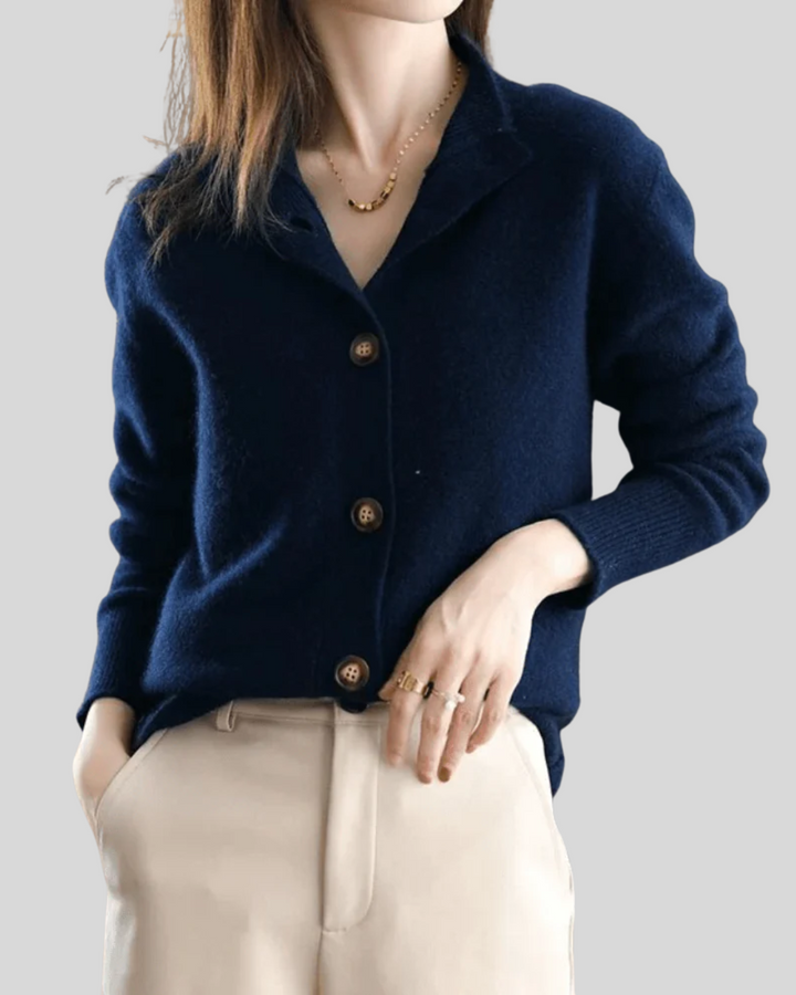 Cardigan Donna Misto Lana Maglia Morbida Scollo a V Bottoni Frontali