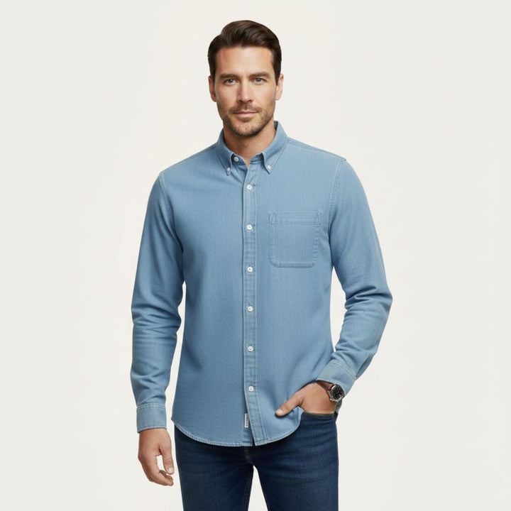 Camicia Uomo in Cotone Jeans Stile Casual