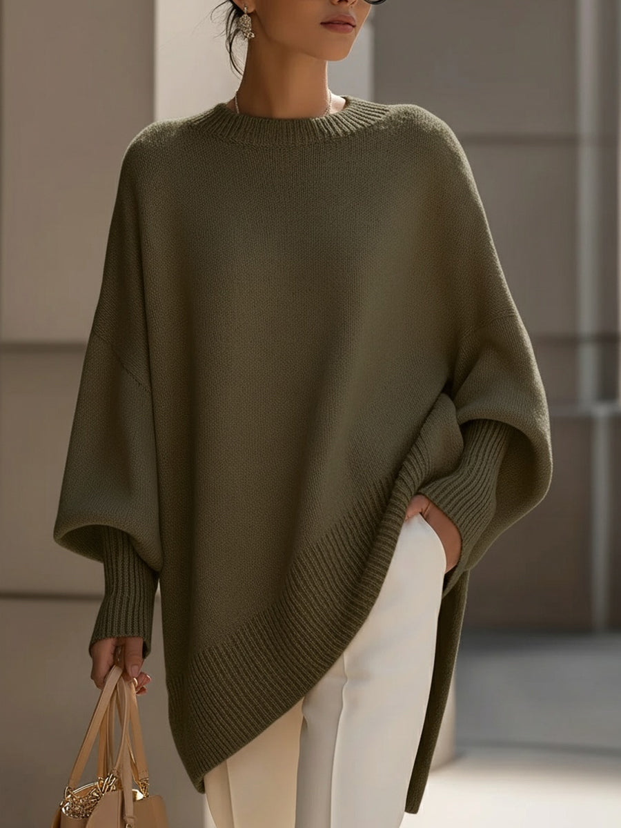 Maglione Poncho Donna in Maglia Lunga Morbida Oversize