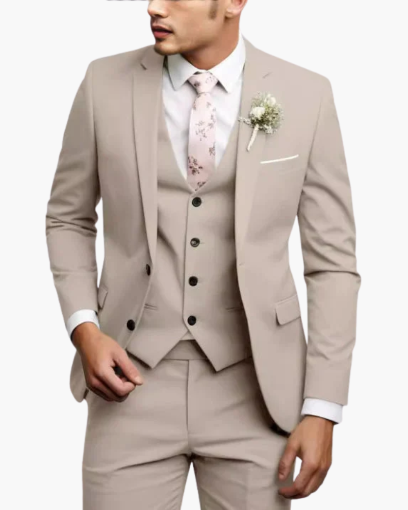 Completo Uomo Tre Pezzi Slim Fit Elegante Cerimonia