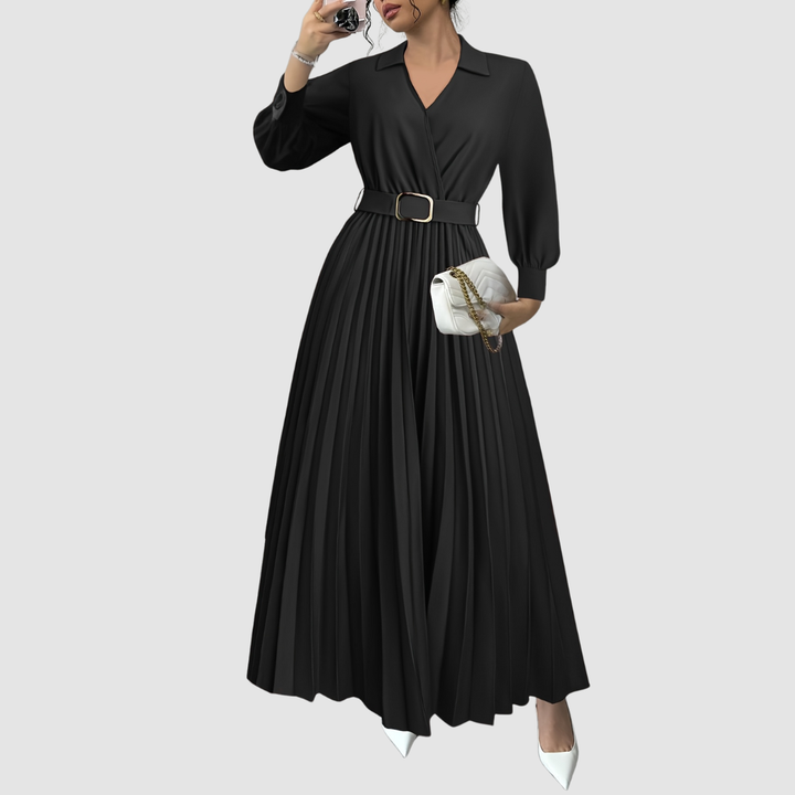 Abito Midi Donna con Cintura Scollo a V - Vesarelli