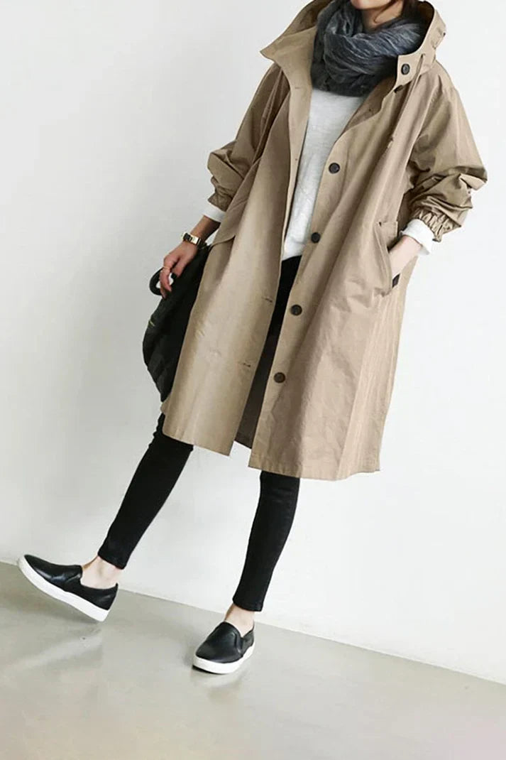 Trench Uomo Impermeabile con Cappuccio Regular Fit