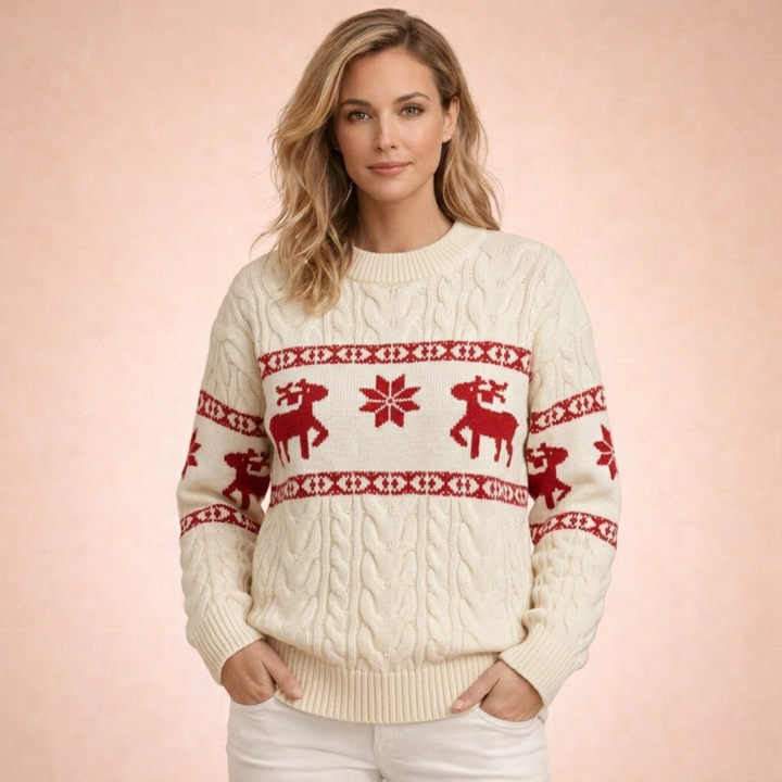 Maglione Donna Natalizio Elegante Girocollo Morbido