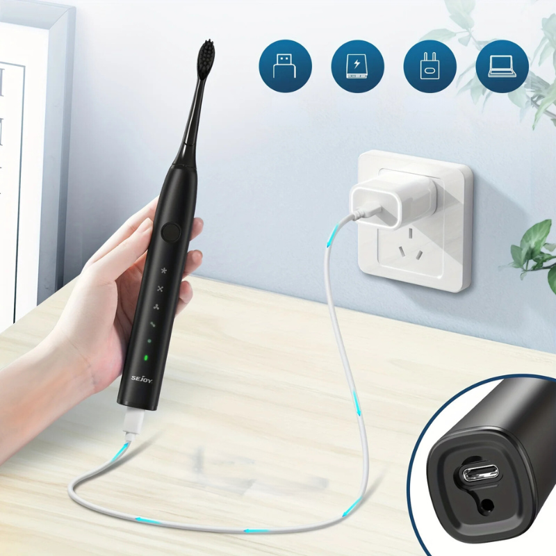 Spazzolino Elettrico Unisex con Modalità Sbiancante e Custodia - Vesarelli