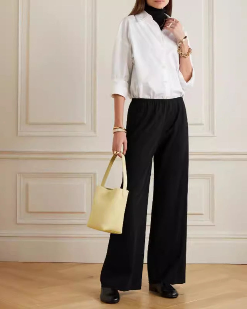 Pantaloni Palazzo Donna Tessuto Fluido Vestibilità Ampia