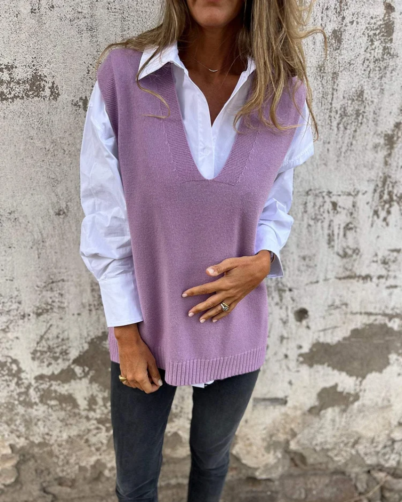 Gilet Donna in Maglia con Scollo a V Vestibilità Comoda - Vesarelli