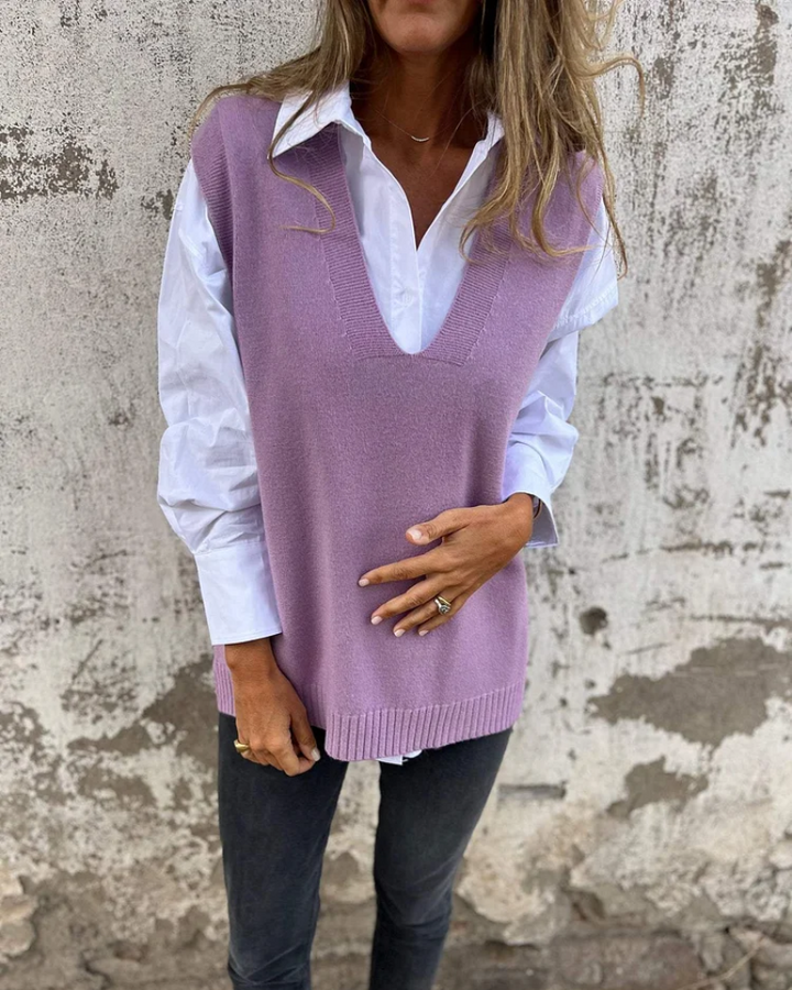 Gilet Donna in Maglia con Scollo a V Vestibilità Comoda - Vesarelli