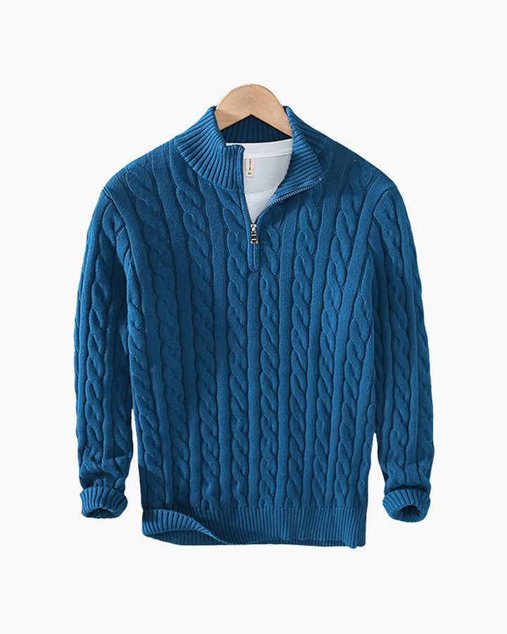 Maglione Uomo Cotone Mezzo Zip Vestibilità Comoda